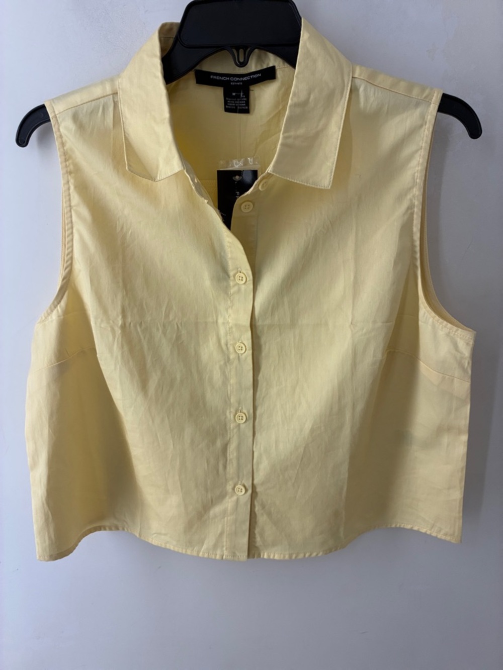 French Connection Yellow Sleeveless Button-Down Blouse - Medium